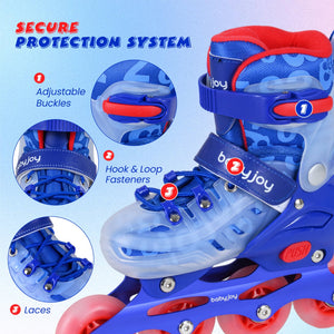 4-Size Adjustable Kids Inline Skates for Beginners Ages 5-7-Blue view 9