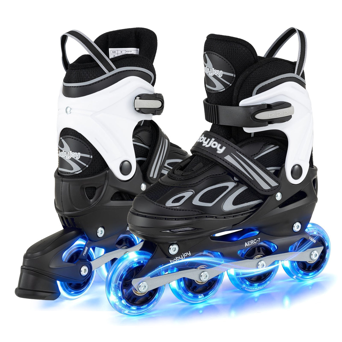 4 Sizes Adjustable Blade Roller with Light-up Wheels for Youth-Black