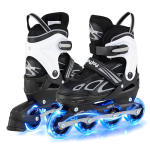 4 Sizes Adjustable Blade Roller with Light-up Wheels for Youth-Black