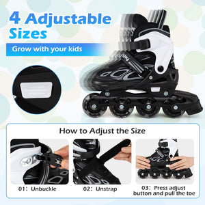 4 Sizes Adjustable Blade Roller with Light-up Wheels for Youth-Black view 7