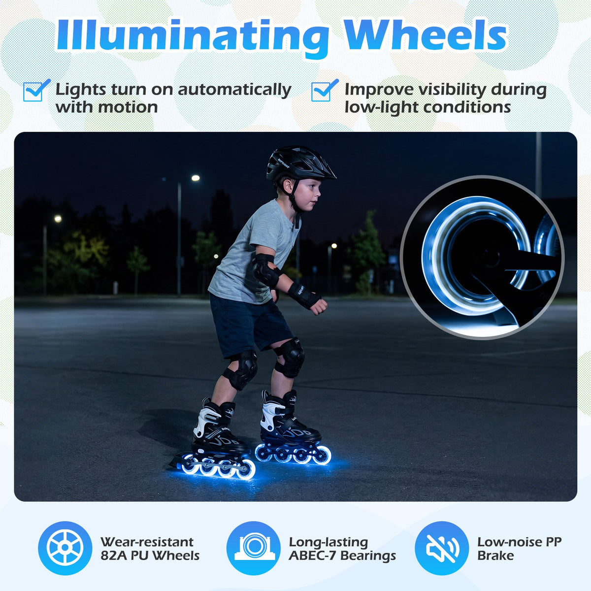 4 Sizes Adjustable Blade Roller with Light-up Wheels for Youth-Black view 8