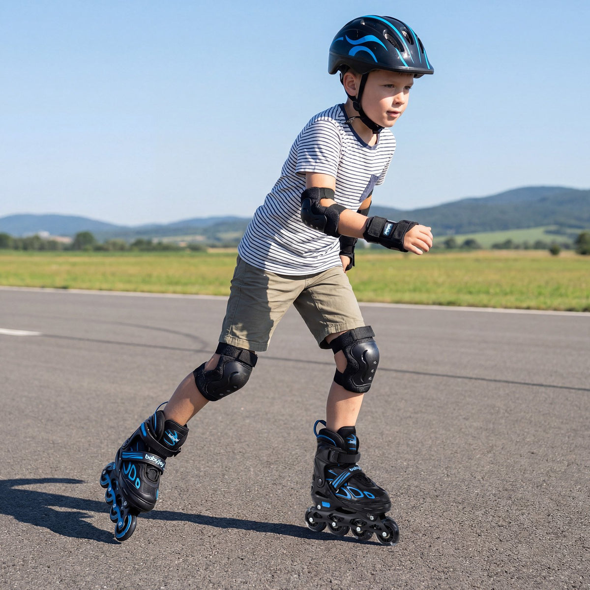 4 Sizes Adjustable Blade Roller with Light-up Wheels for Youth-Blue view 2