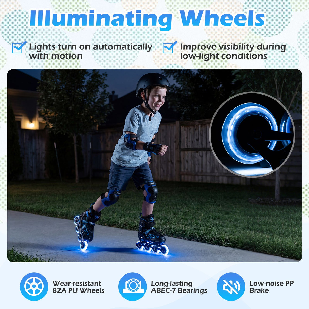 4 Sizes Adjustable Blade Roller with Light-up Wheels for Youth-Blue view 8