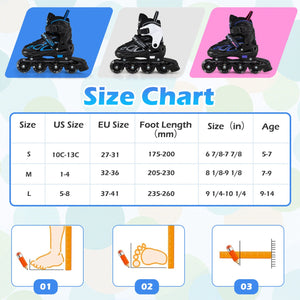 4 Sizes Adjustable Blade Roller with Light-up Wheels for Youth-Purple view 5