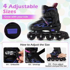 4 Sizes Adjustable Blade Roller with Light-up Wheels for Youth-Purple view 7
