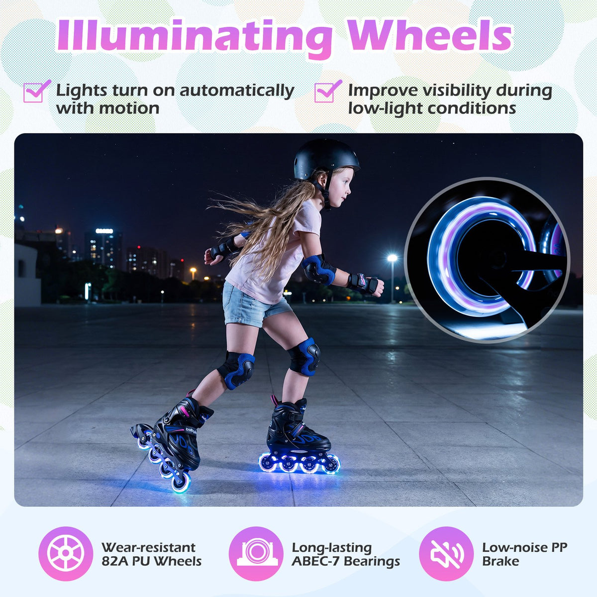 4 Sizes Adjustable Blade Roller with Light-up Wheels for Youth-Purple view 8
