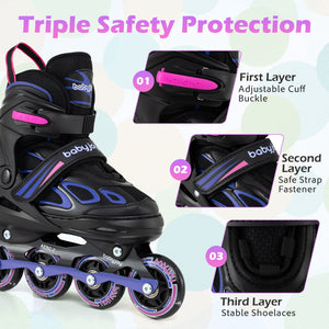 4 Sizes Adjustable Blade Roller with Light-up Wheels for Youth-Purple view 9