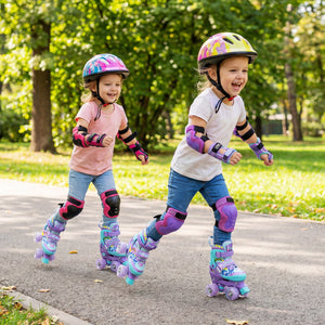 4 Sizes Adjustable, Kids Roller Skates with Light-up Wheels and Safety Protection-Purple view 2