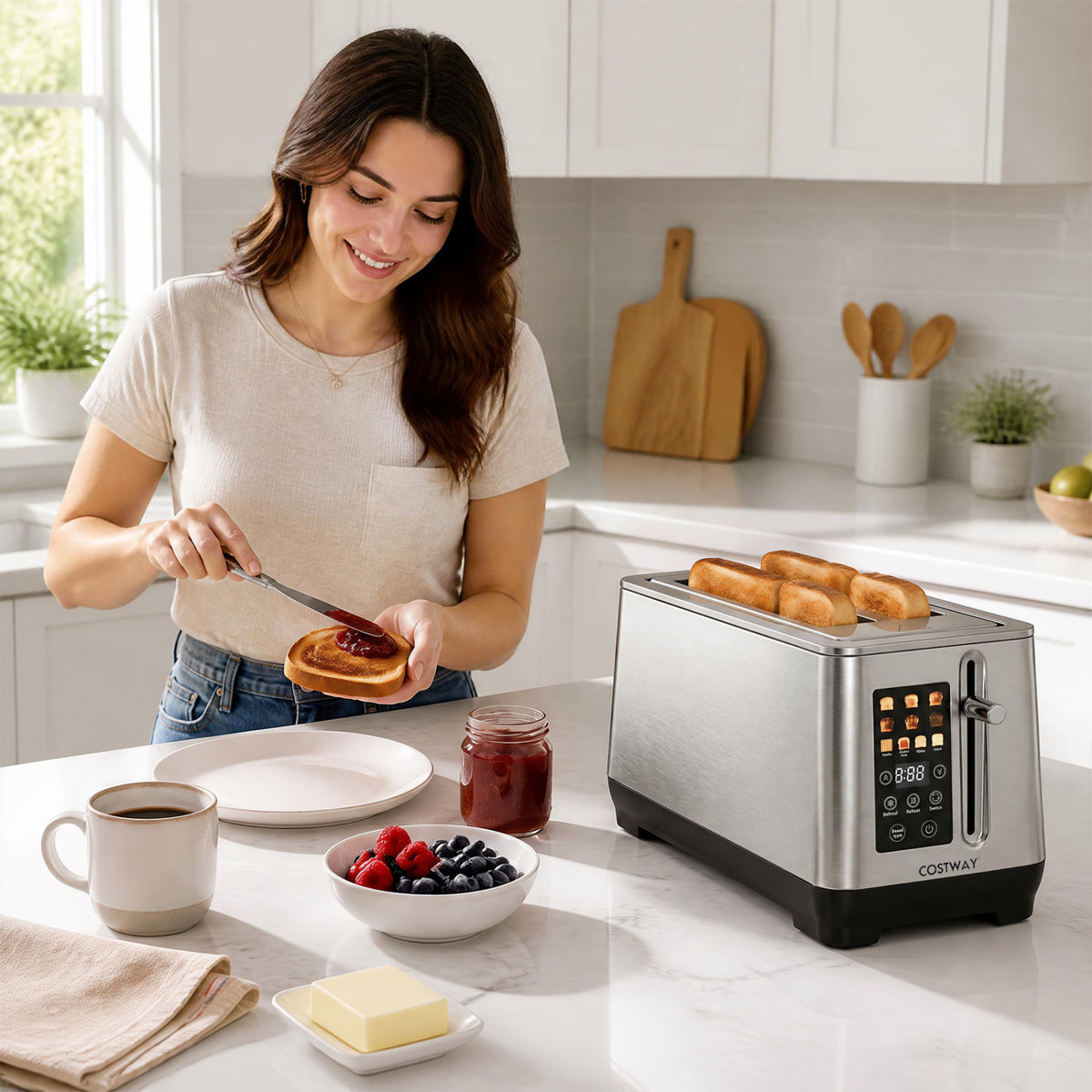 4 Slice Toaster with 6 Browning Levels and 4 Bread Types-Silver view 3