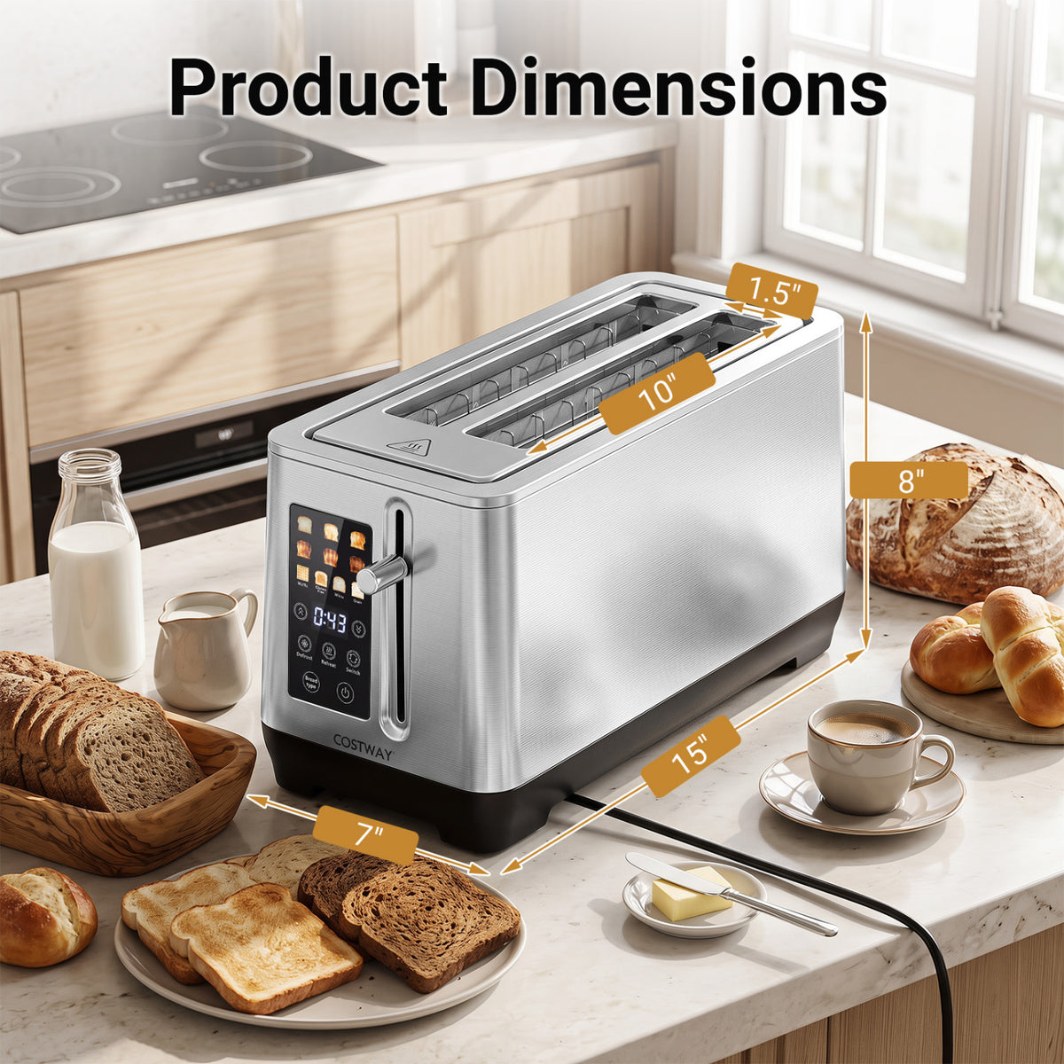 4 Slice Toaster with 6 Browning Levels and 4 Bread Types-Silver view 5