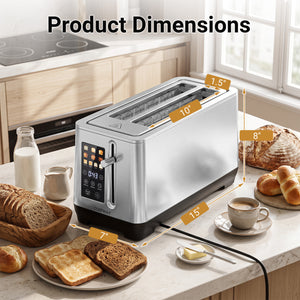 4 Slice Toaster with 6 Browning Levels and 4 Bread Types-Silver view 5