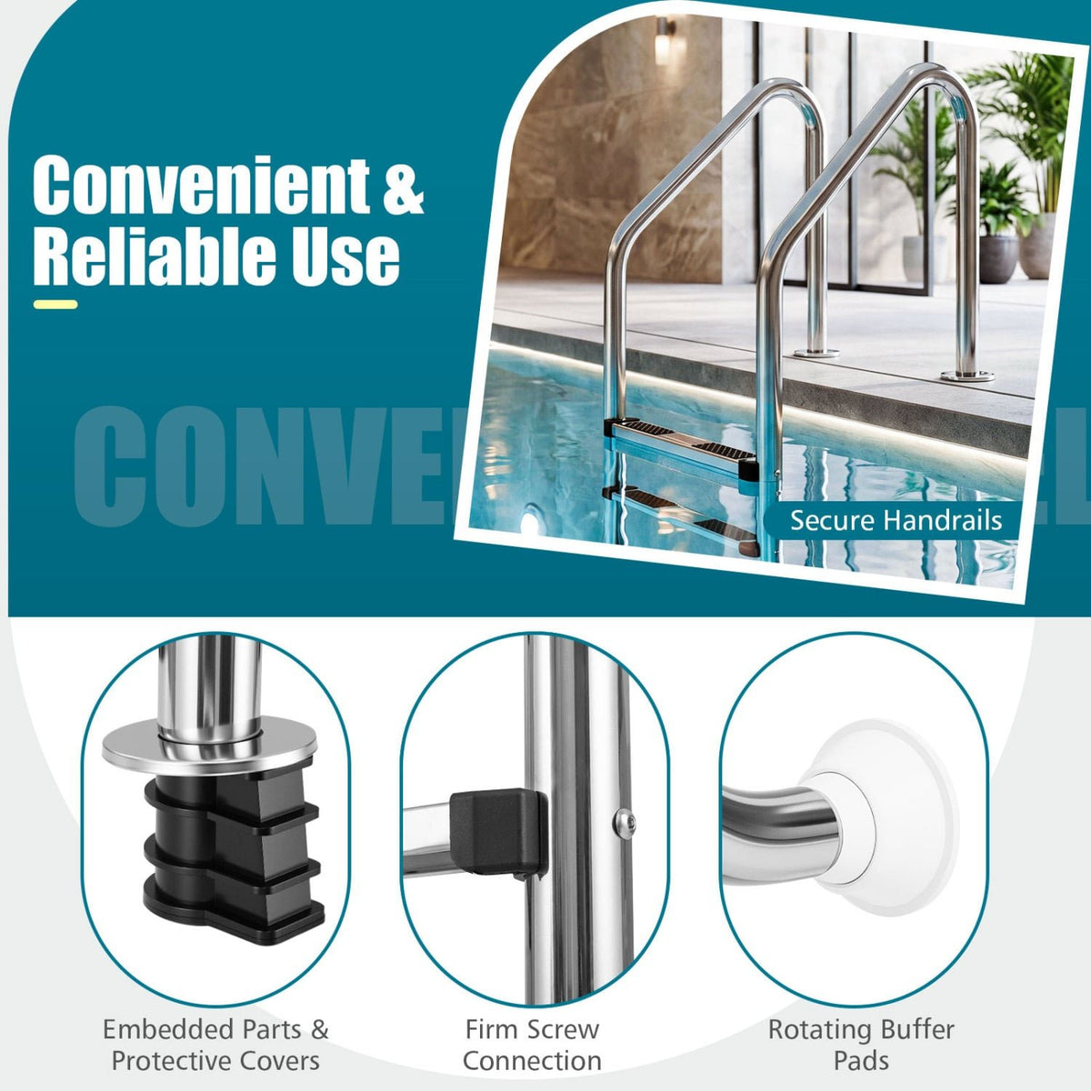 4-Step Inground Pool Ladder Stainless Steel Swimming Pool Ladder view 7