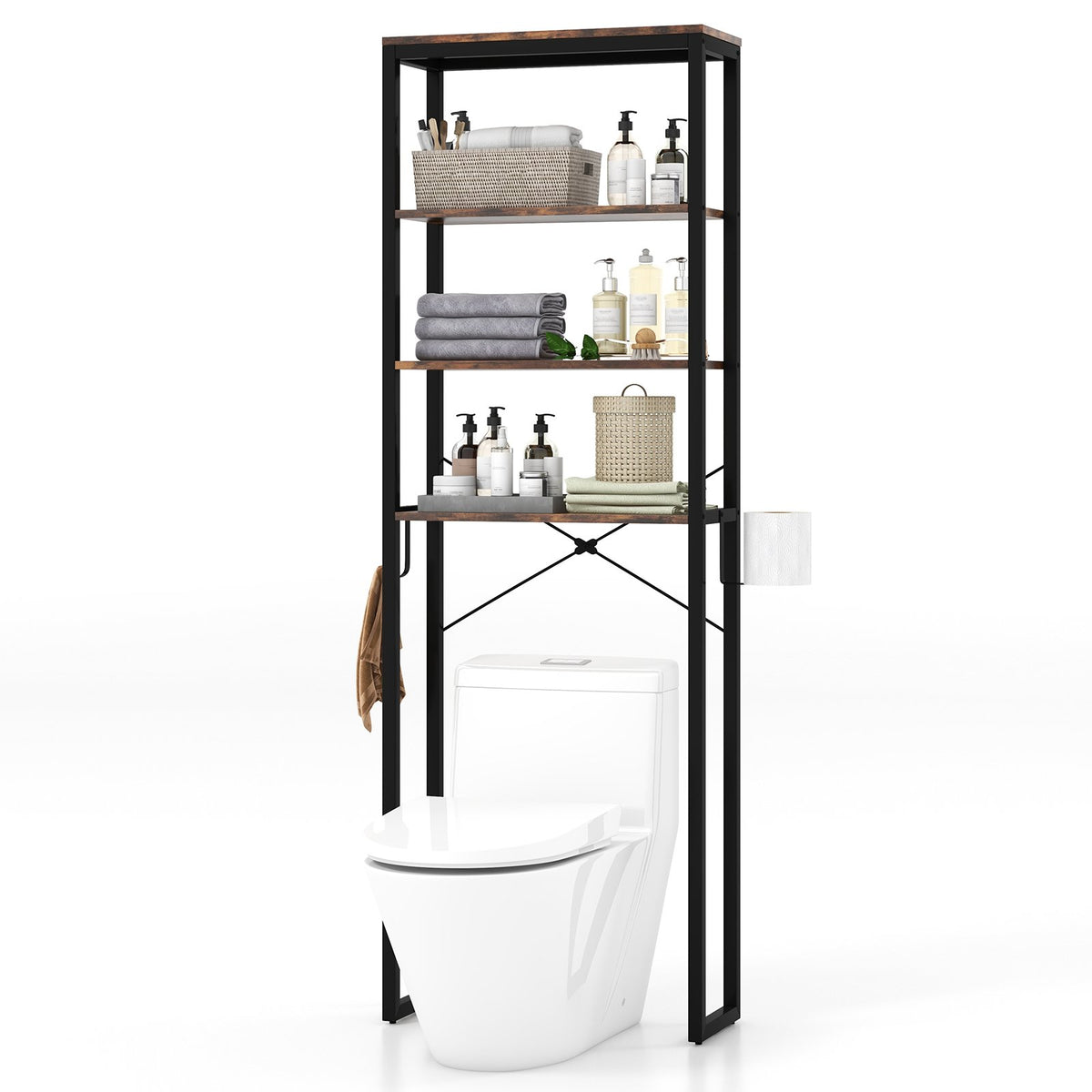 4-Tier Adjustable Bathroom Metal Storage Rack view 4