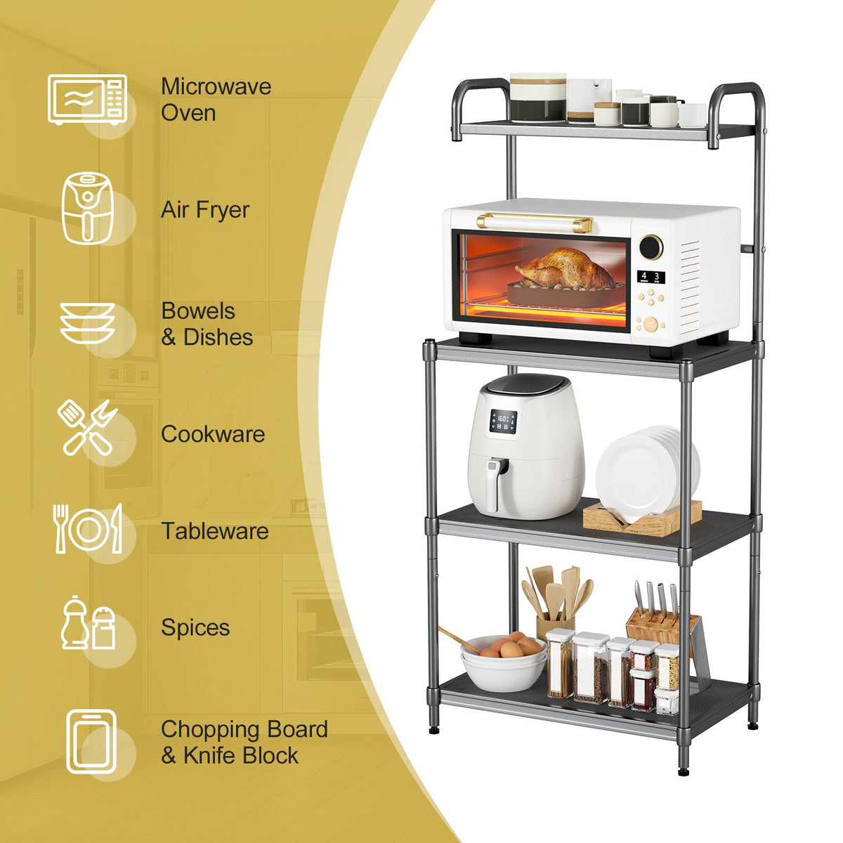 4-Tier Baker’s Rack Stand Shelves Kitchen Storage Rack Organizer view 7