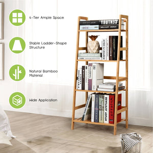 4-Tier Bamboo Plant Rack with Guardrails Stable and Space-Saving-Natural view 3