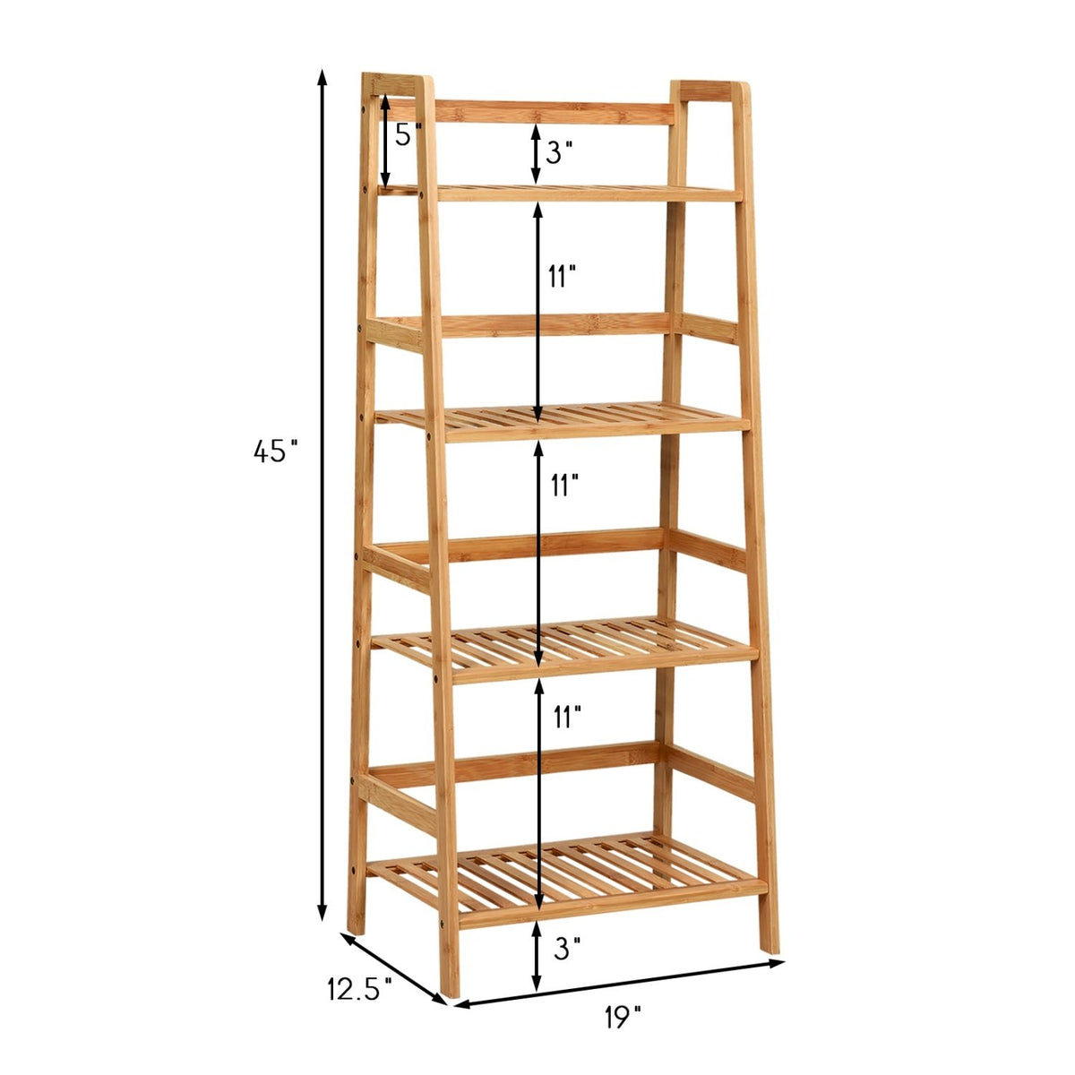 4-Tier Bamboo Plant Rack with Guardrails Stable and Space-Saving-Natural view 4