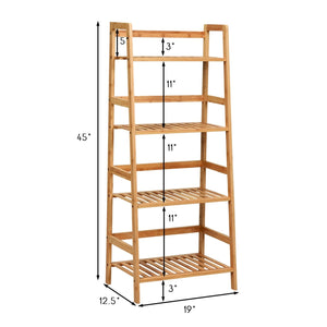 4-Tier Bamboo Plant Rack with Guardrails Stable and Space-Saving-Natural view 4