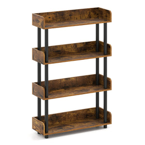 4-Tier Bookshelf Open Bookcase with Anti-Tipping Kit Industrial Storage Unit-Rustic Brown view 4