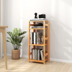 4-Tier Bookshelf Rubber Wood Bookcase with Side Fences for Living Room-14 inches view 6