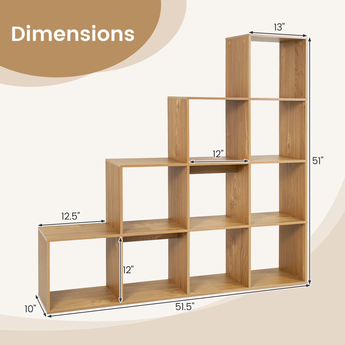 4-Tier Bookshelf with 2 Anti-Tipping Kits for Home Office-Natrual view 5