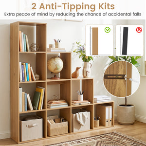 4-Tier Bookshelf with 2 Anti-Tipping Kits for Home Office-Natrual view 7