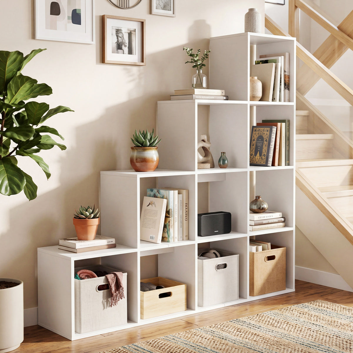 4-Tier Bookshelf with 2 Anti-Tipping Kits for Home Office-White view 3