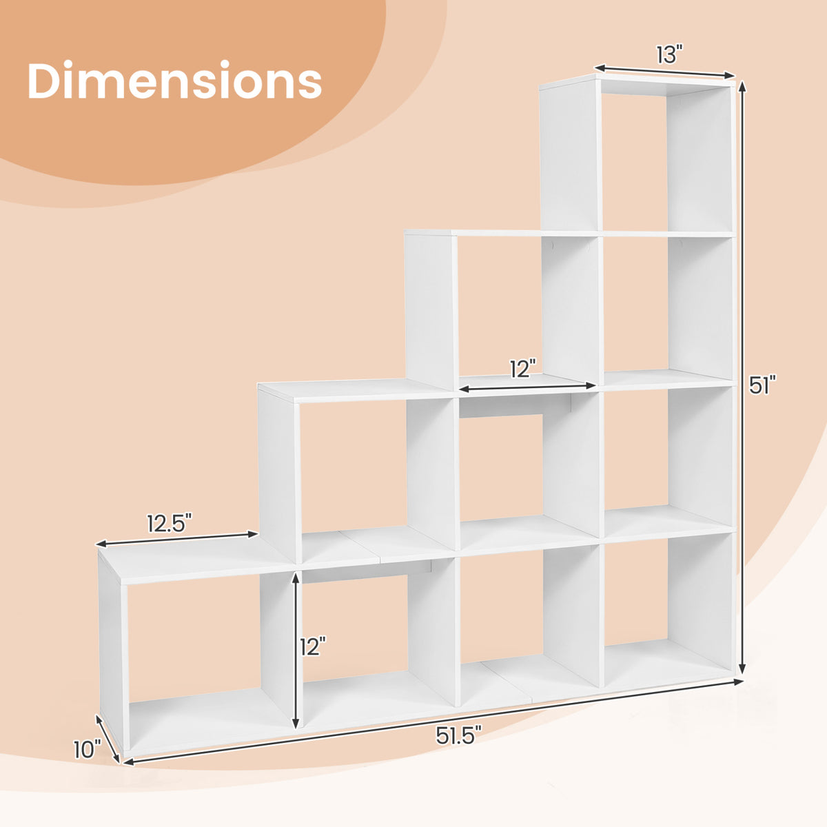 4-Tier Bookshelf with 2 Anti-Tipping Kits for Home Office-White view 5