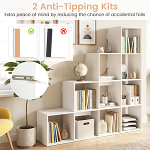 4-Tier Bookshelf with 2 Anti-Tipping Kits for Home Office-White view 7