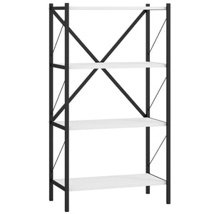 4-Tier Bookshelf with Heavy-Duty Metal Frame-White