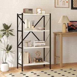 4-Tier Bookshelf with Heavy-Duty Metal Frame-White view 6