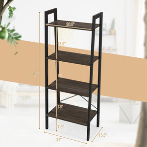 4-Tier Bookshelf with Metal Frame and Adjustable Foot Pads-Oak view 5