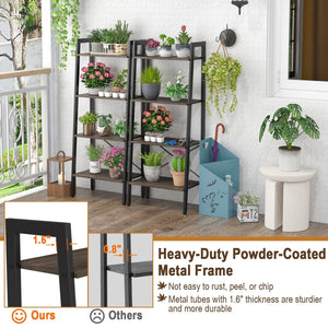 4-Tier Bookshelf with Metal Frame and Adjustable Foot Pads-Oak view 8