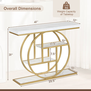 4-Tier Console Table 41 Inches Entryway Table with Storage Shelves-White view 5