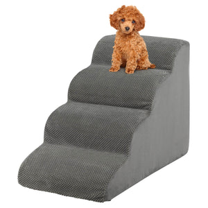 4-Tier Foam Non-Slip Dog Steps with Washable Zippered Cover-Gray view 6