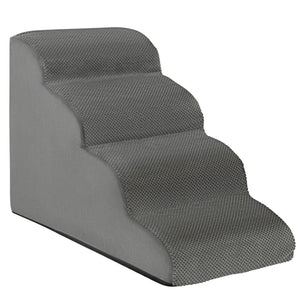 4-Tier Foam Non-Slip Dog Steps with Washable Zippered Cover-Gray view 7