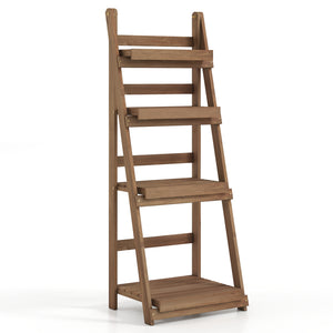 4-Tier Foldable Plant Stand with Slatted Shelves for Garden-Brown view 6