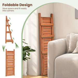 4-Tier Foldable Plant Stand with Slatted Shelves for Garden-Orange view 9
