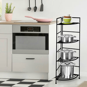 4 Tier Folding Metal Shelf Plant Stand Storage Open Shelf Corner Display Rack view 6