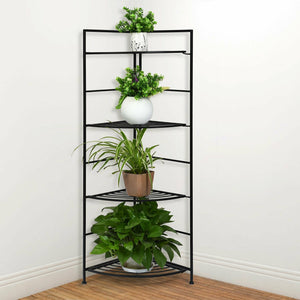 4 Tier Folding Metal Shelf Plant Stand Storage Open Shelf Corner Display Rack view 8