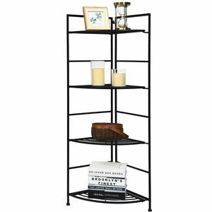 4 Tier Folding Metal Shelf Plant Stand Storage Open Shelf Corner Display Rack view 9