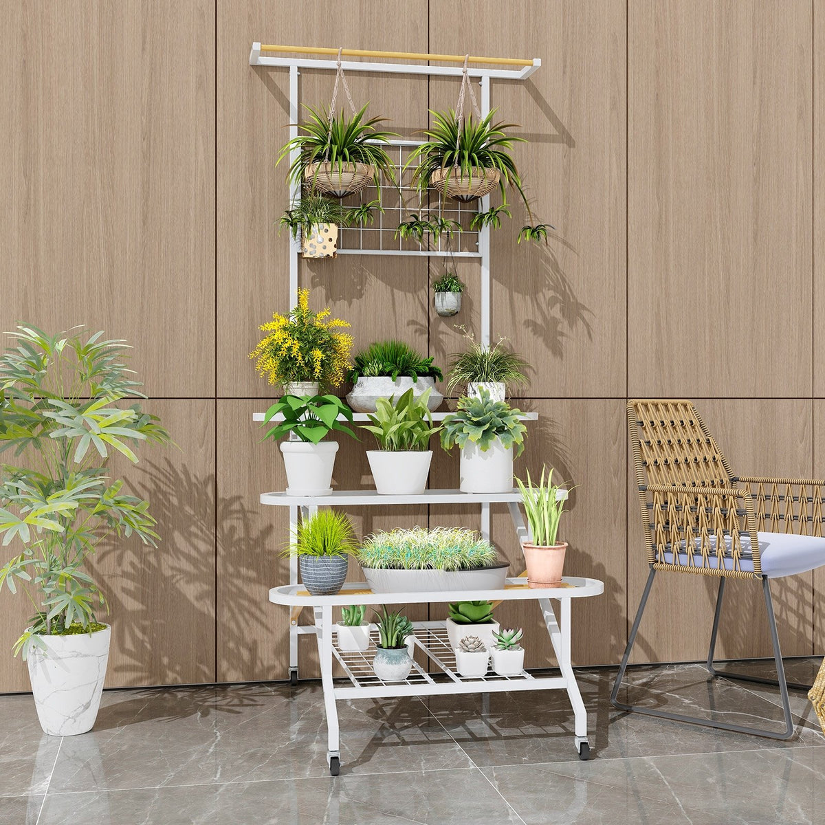 4-Tier Hanging Plant Stand with Hanging Bar view 2