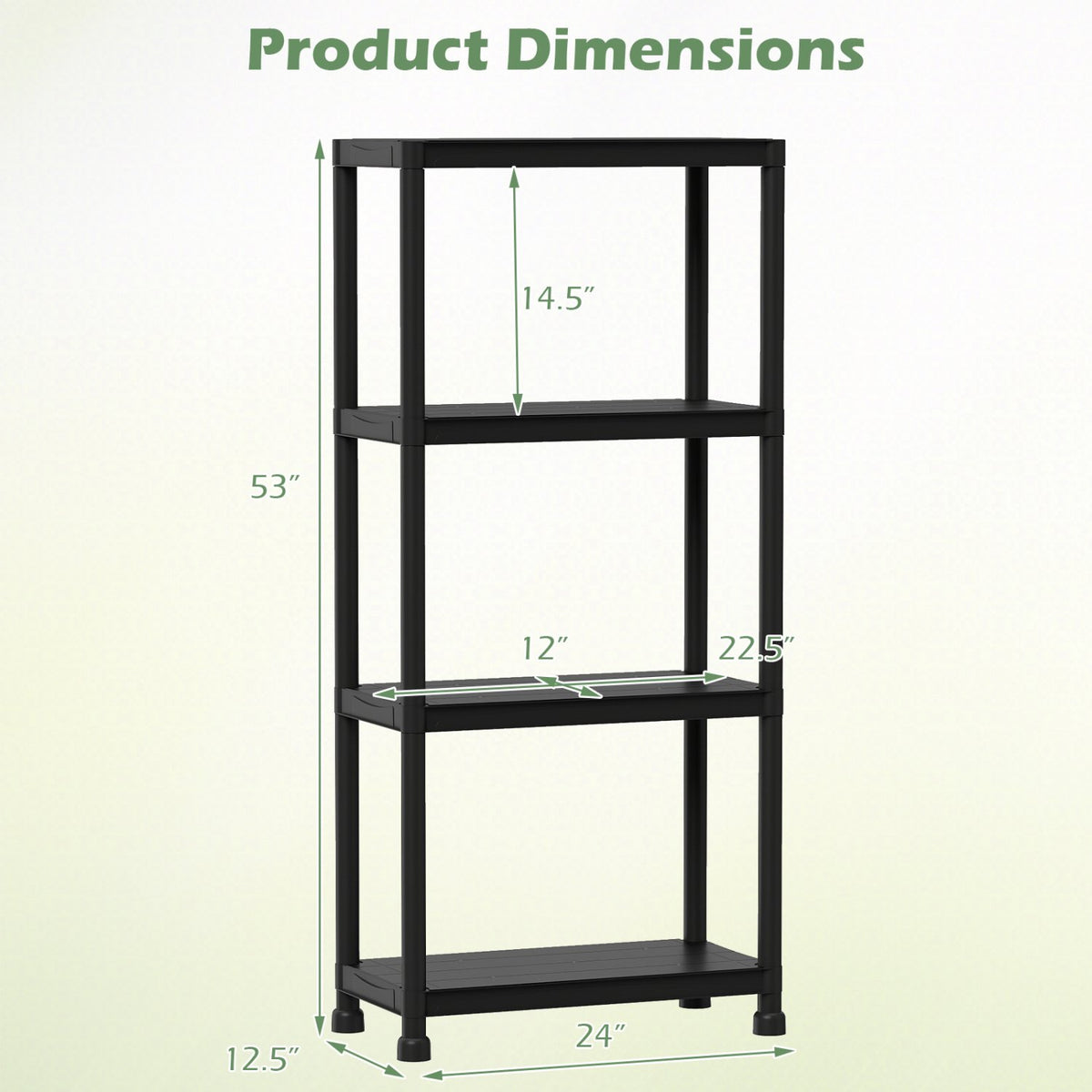 4-Tier Heavy-Duty Plastic Storage Shelves Freestanding Garage Shelving Unit view 4
