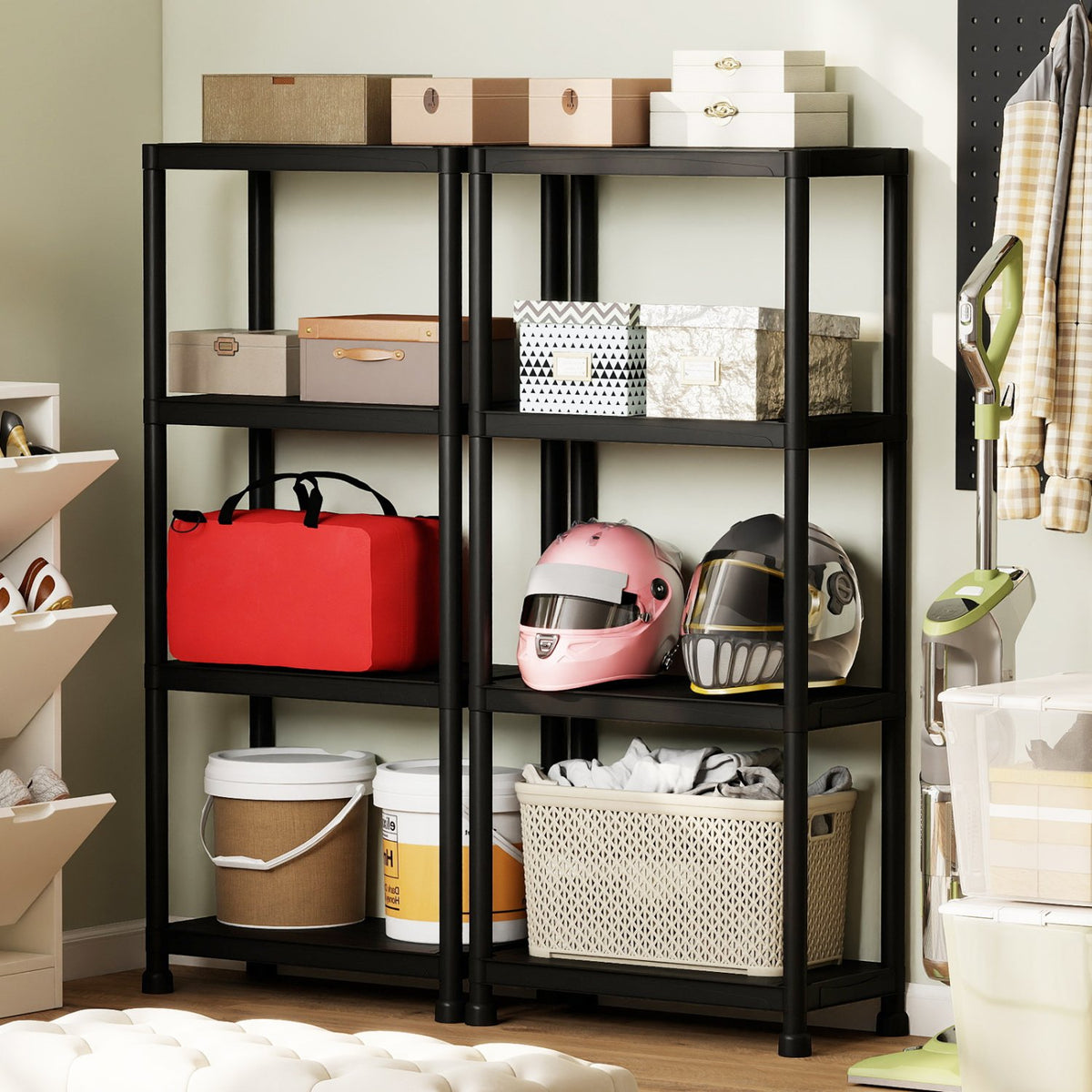 4-Tier Heavy-Duty Plastic Storage Shelves Freestanding Garage Shelving Unit view 8