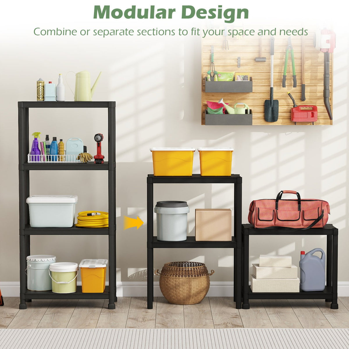 4-Tier Heavy-Duty Plastic Storage Shelves Freestanding Garage Shelving Unit view 9
