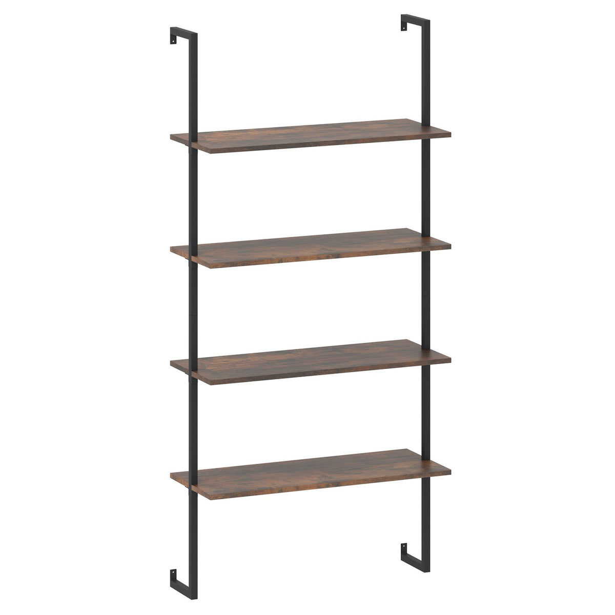 4-Tier Industrial Ladder Bookshelf with Metal Frame-Coffee