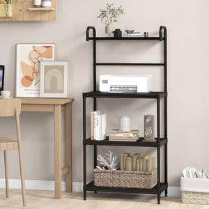 4-Tier Kitchen Microwave Storage Rack with Metal Shelves-Black view 3