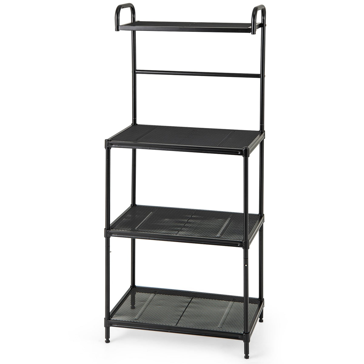 4-Tier Kitchen Microwave Storage Rack with Metal Shelves-Black view 4