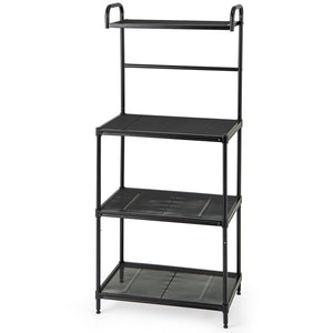 4-Tier Kitchen Microwave Storage Rack with Metal Shelves-Black view 4