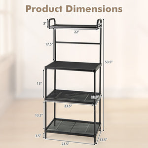 4-Tier Kitchen Microwave Storage Rack with Metal Shelves-Black view 5