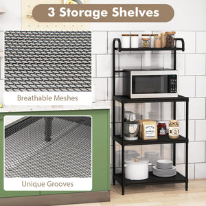 4-Tier Kitchen Microwave Storage Rack with Metal Shelves-Black view 9